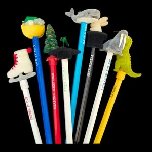 🦖 Vtg. Novelty Kids Pencil Toppers - Assorted Colors